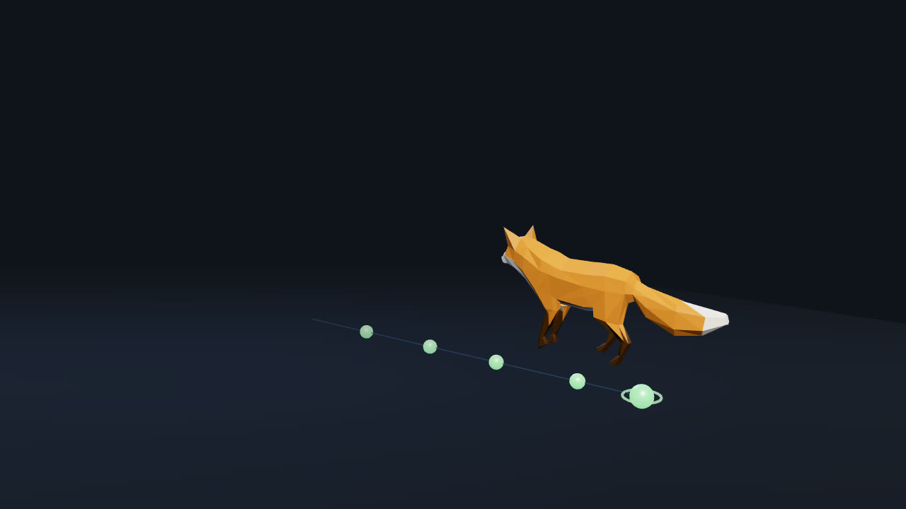A low-poly fox beside an abstract build path.